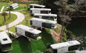 Portable Camping Capsule Prefab Camping Resort House Luxury Modern Prefab Beach House Prefabricated Villa Mobile Office