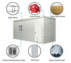 Zypern 20 Fuß Stahl Klappbehälter Haus Flachpakete Holzscheibenschildstruktur für Badezimmer Küchen Apartment Hospital Gebrauch
