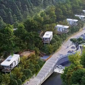 Luxus moderner Schlaf im Freien schlafende Pod winziges Vor -Fabab -Behälter Raumkapsel Hotel Campinghaus auf Wasser